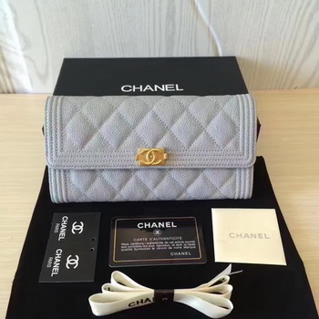 Chanel Boy Matelasse Long Wallet Cannage Pattern CHA5263 Grey