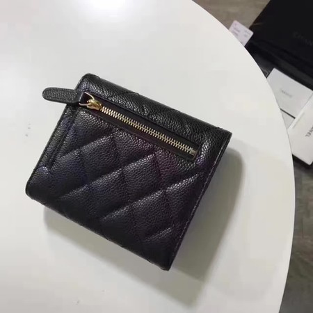 Chanel Tri-Fold Wallet Cannage Pattern Leather CHA5262 Black