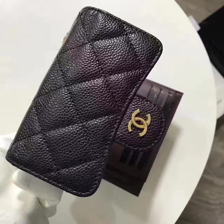 Chanel Tri-Fold Wallet Cannage Pattern Leather CHA5262 Black