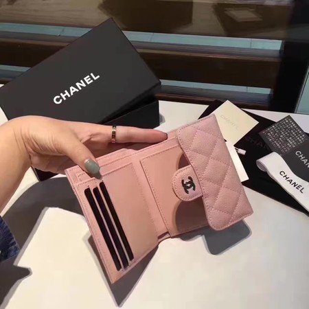 Chanel Tri-Fold Wallet Cannage Pattern Leather CHA5262 Pink