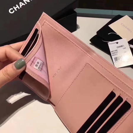 Chanel Tri-Fold Wallet Cannage Pattern Leather CHA5262 Pink