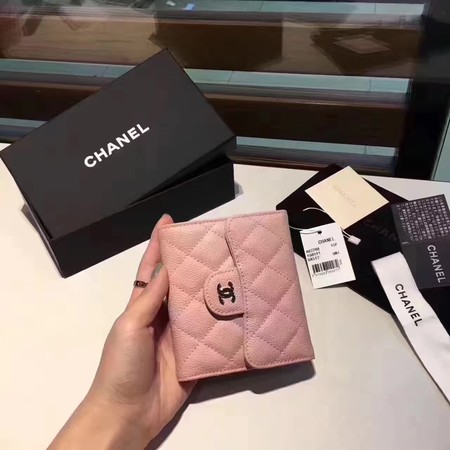 Chanel Tri-Fold Wallet Cannage Pattern Leather CHA5262 Pink