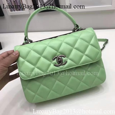 Chanel Classic Top Handle Bag Original Sheepskin Leather A92991 Green