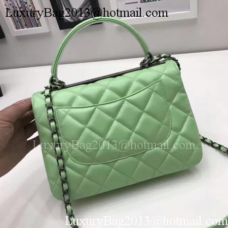 Chanel Classic Top Handle Bag Original Sheepskin Leather A92991 Green