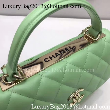 Chanel Classic Top Handle Bag Original Sheepskin Leather A92991 Green