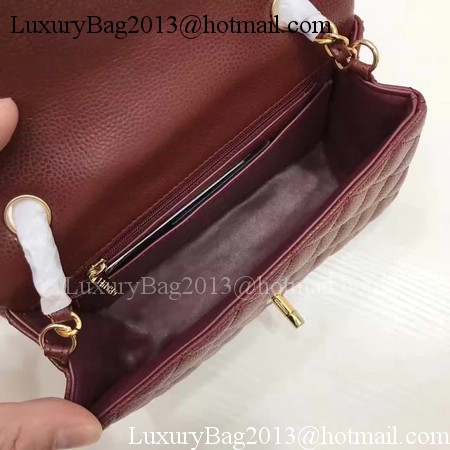 Chanel mini Classic Flap Bag Original Cannage Pattern A1116 Wine