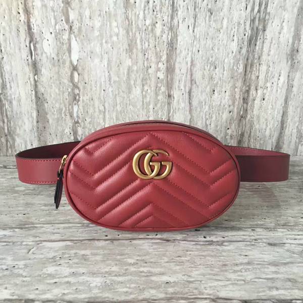 Gucci GG Marmont Quilted Leather Bag 476434 Red