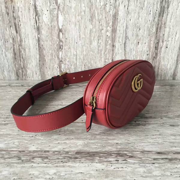 Gucci GG Marmont Quilted Leather Bag 476434 Red