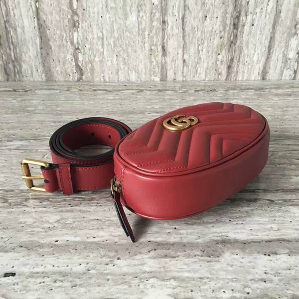 Gucci GG Marmont Quilted Leather Bag 476434 Red