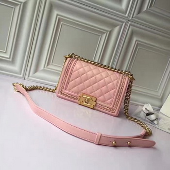 Boy Chanel Flap Shoulder Bag Sheepskin Leather A67085E Pink