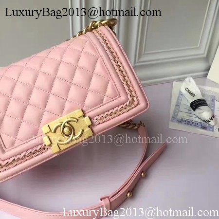 Boy Chanel Flap Shoulder Bag Sheepskin Leather A67085E Pink