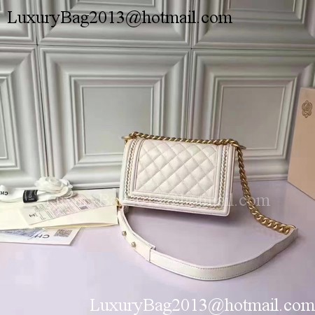 Boy Chanel Flap Shoulder Bag Sheepskin Leather A67085E White