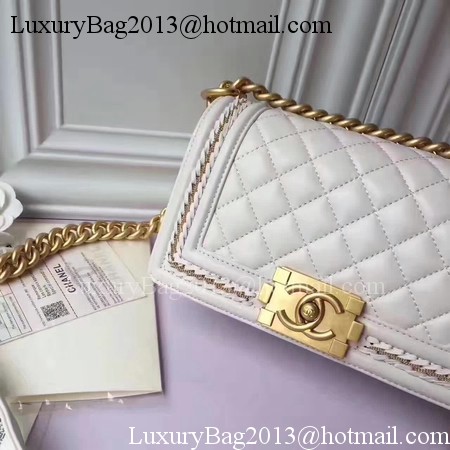 Boy Chanel Flap Shoulder Bag Sheepskin Leather A67085E White