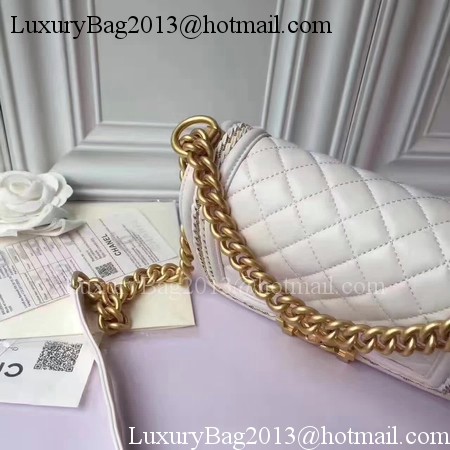 Boy Chanel Flap Shoulder Bag Sheepskin Leather A67085E White