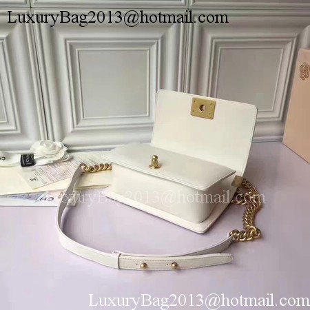 Boy Chanel Flap Shoulder Bag Sheepskin Leather A67085E White