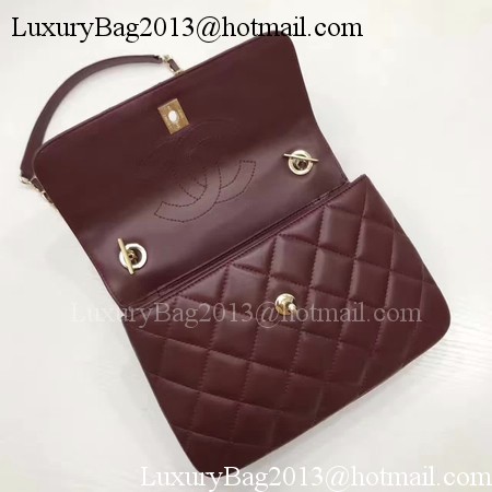 Chanel Classic Top Handle Bag Original Sheepskin Leather A92991 Wine