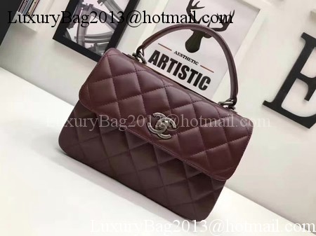 Chanel Classic Top Handle Bag Original Sheepskin Leather A92991 Wine