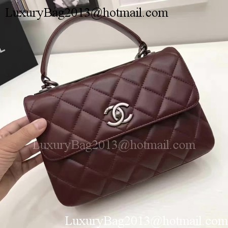 Chanel Classic Top Handle Bag Original Sheepskin Leather A92991 Wine