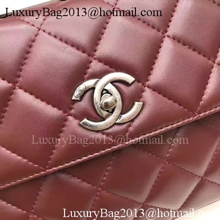 Chanel Classic Top Handle Bag Original Sheepskin Leather A92991 Wine