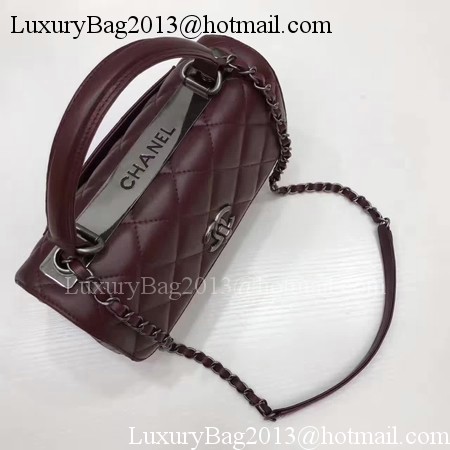 Chanel Classic Top Handle Bag Original Sheepskin Leather A92991 Wine