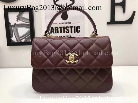 Chanel Classic Top Handle Bag Original Sheepskin Leather A92991 Wine