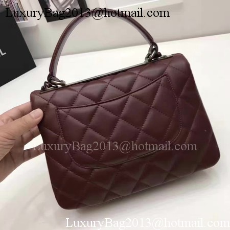 Chanel Classic Top Handle Bag Original Sheepskin Leather A92991 Wine