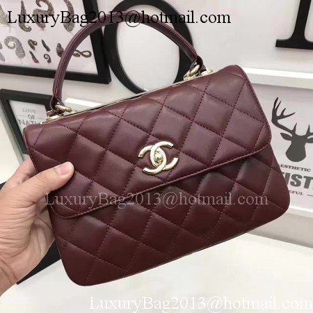 Chanel Classic Top Handle Bag Original Sheepskin Leather A92991 Wine