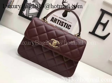 Chanel Classic Top Handle Bag Original Sheepskin Leather A92991 Wine