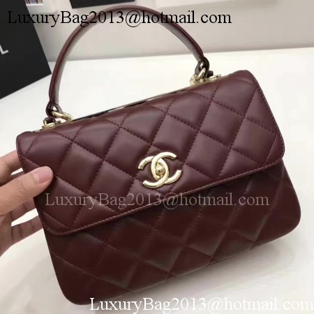 Chanel Classic Top Handle Bag Original Sheepskin Leather A92991 Wine