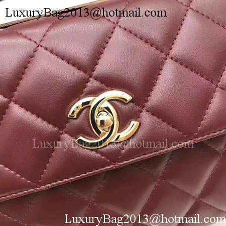 Chanel Classic Top Handle Bag Original Sheepskin Leather A92991 Wine