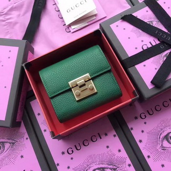 Gucci Calfskin Leather Padlock Wallet 453155 Green