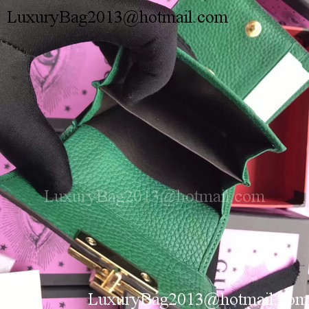 Gucci Calfskin Leather Padlock Wallet 453155 Green