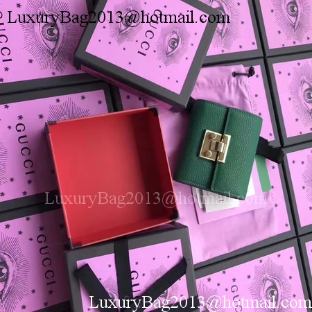 Gucci Calfskin Leather Padlock Wallet 453155 Green