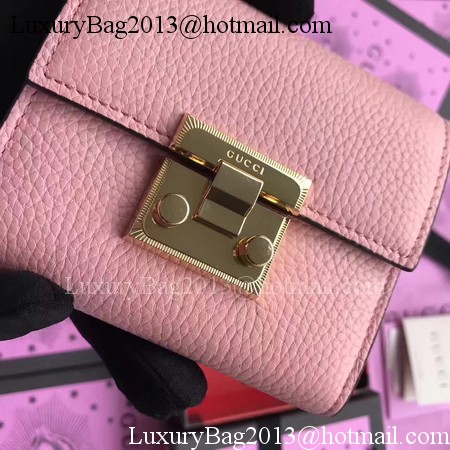 Gucci Calfskin Leather Padlock Wallet 453155 Pink