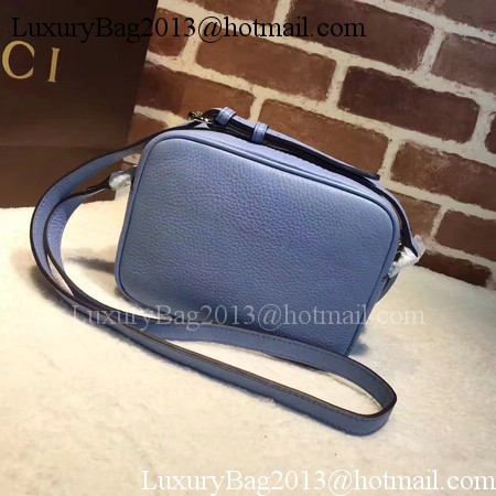 Gucci Soho Metallic Leather Disco Bag 308364 Blue