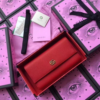 Gucci Leather Continental Wallet 456116 Red