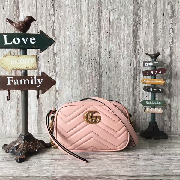 Gucci GG Marmont Matelasse Mini Shoulder Bag 448065A Pink