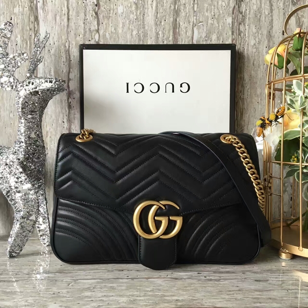 Gucci GG Marmont Velvet Shoulder Bag 443496A Black