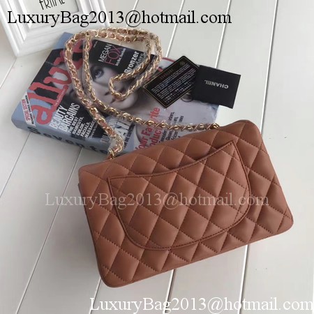 Chanel mini Classic Flap Bag Brown Original Sheepskin Leather A1116 Gold