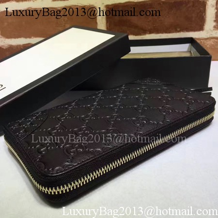 Gucci Bree Guccissima Leather Zip Around Wallet 323397 Black