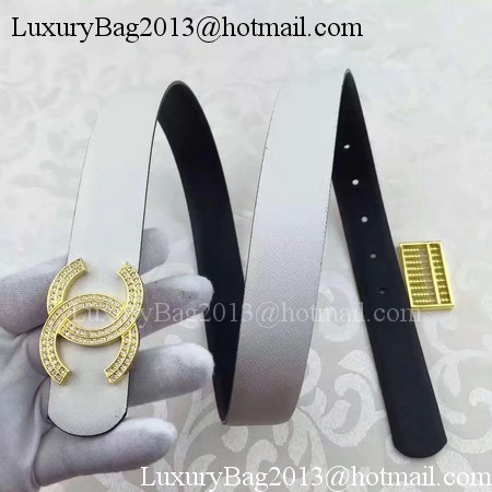 Chanel 30mm Leather Belt CH5235 White