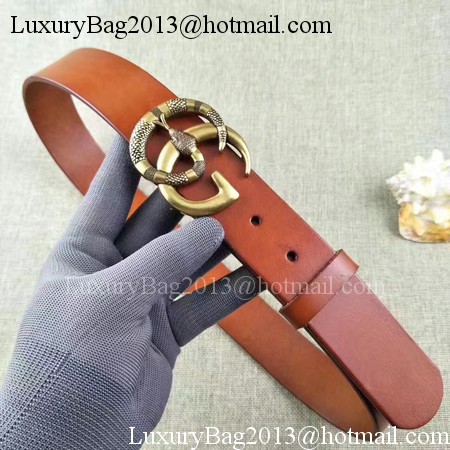 Gucci 34mm Leather Belt GG2369 Orange