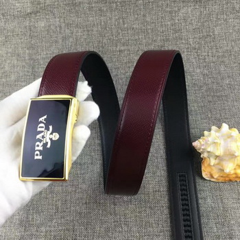 Prada 34mm Leather Belt PD0801 Wine