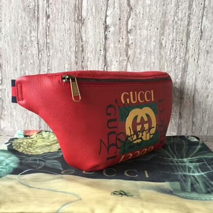 Gucci Calfskin Leather Pocket 493869 Red