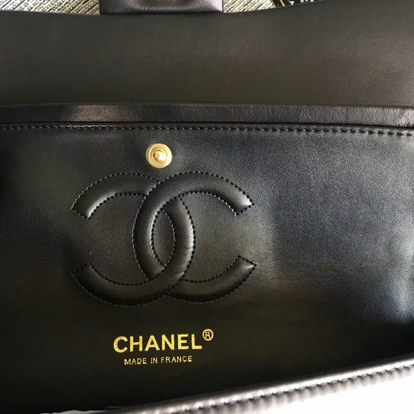 Chanel Flap Shoulder Bags Black Original Sheepskin CF1112 Gold