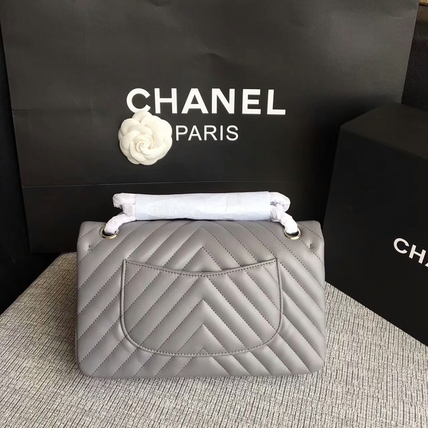 Chanel Flap Shoulder Bags Grey Original Sheepskin CF1112 Silver