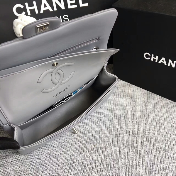 Chanel Flap Shoulder Bags Grey Original Sheepskin CF1112 Silver