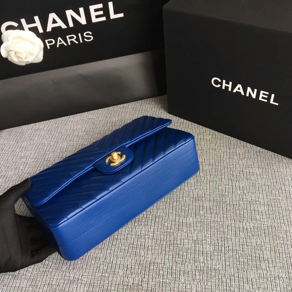 Chanel Flap Shoulder Bags Blue Original Sheepskin CF1112 Gold