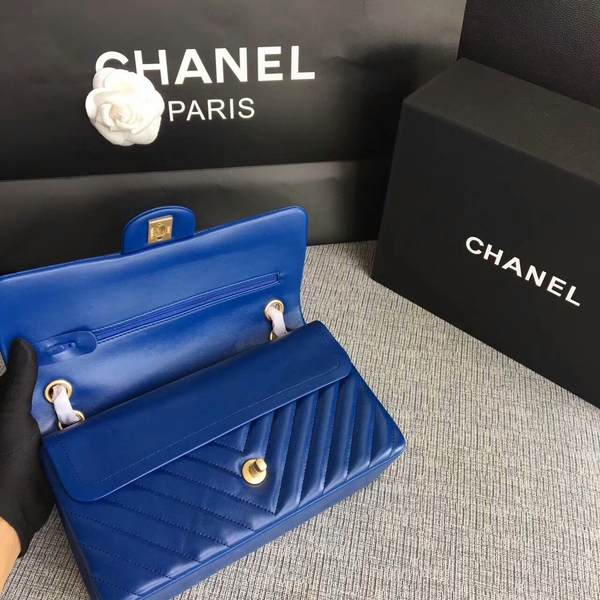 Chanel Flap Shoulder Bags Blue Original Sheepskin CF1112 Gold