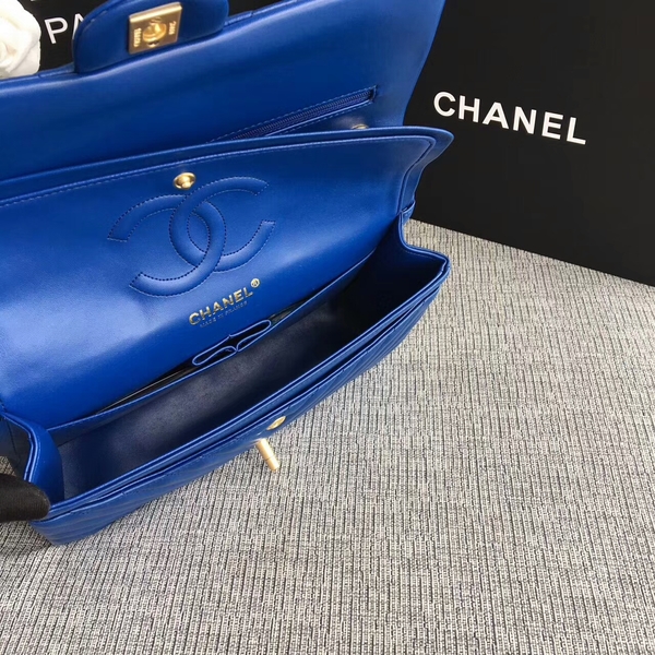 Chanel Flap Shoulder Bags Blue Original Sheepskin CF1112 Gold